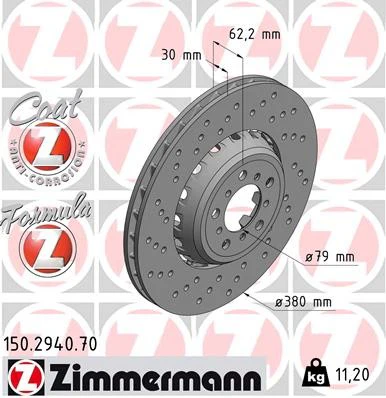 Zimmermann 150.2940.70 Disc Brake Rotor - Front Left